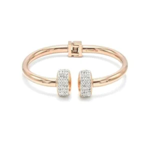 Rose Gold Finish Adjustable Bangle with diamonds