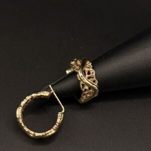 10KY Carved Hoop Earrings