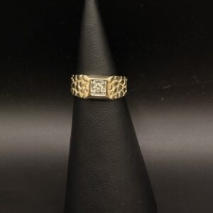 14KY Men’s Natural Diamond Ring – 0.17 CT Classic